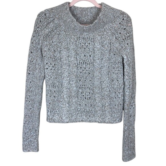 Free People Womens Sweater Crop Scoop Neck Size Medium Beige Chunky‎ Knit - Picture 1 of 7